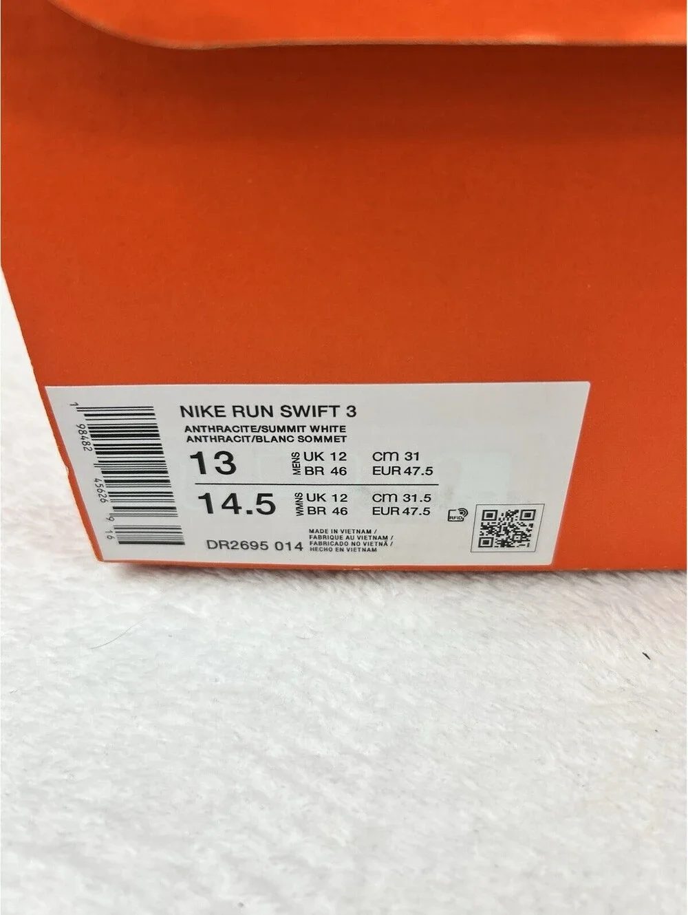 Nike Run Swift 3 Men's Running Shoes Size 13 Grey White DR2695-014 Walking Shoes